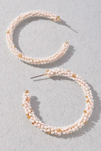 Bubble White and Gold Hoop Earring