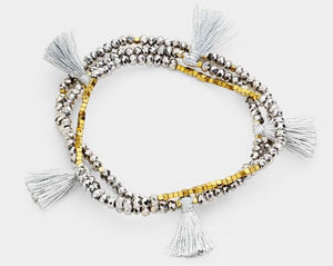 Multi Layered Bead Tassel Bracelet