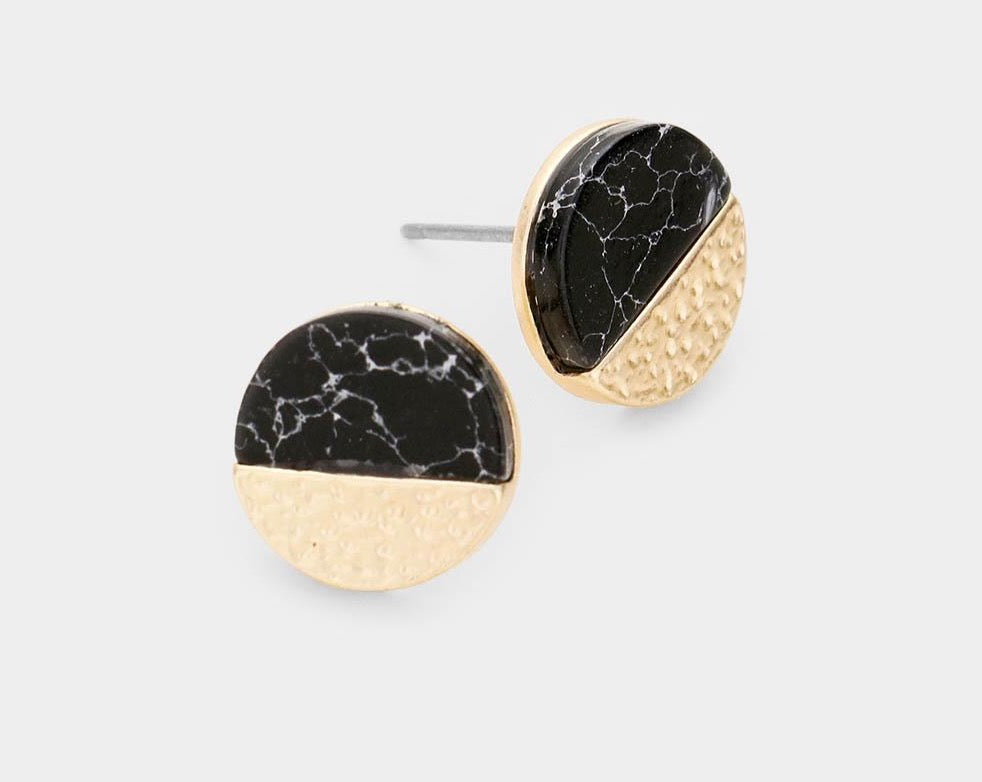 Black Marble and Gold Studs